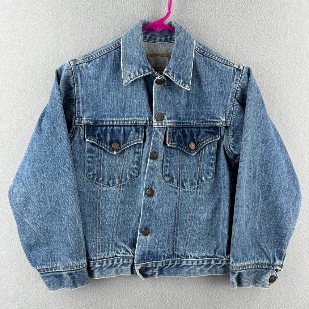 Vintage Levis Jacket Youth Boys Small 70s Orange Tab Trucker